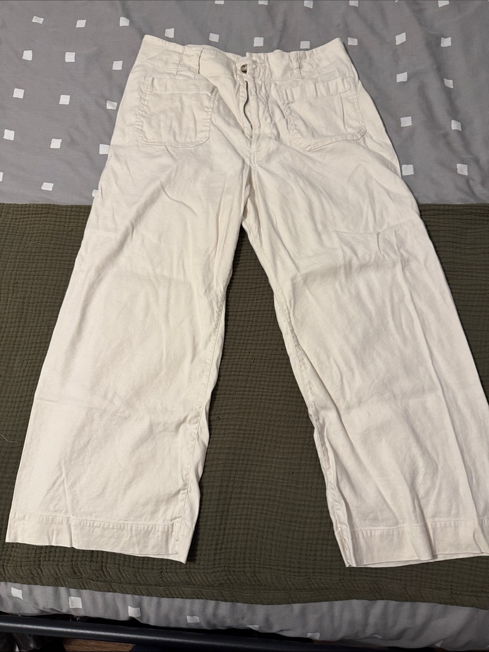 Maeve Off-White Wide Linen Pants